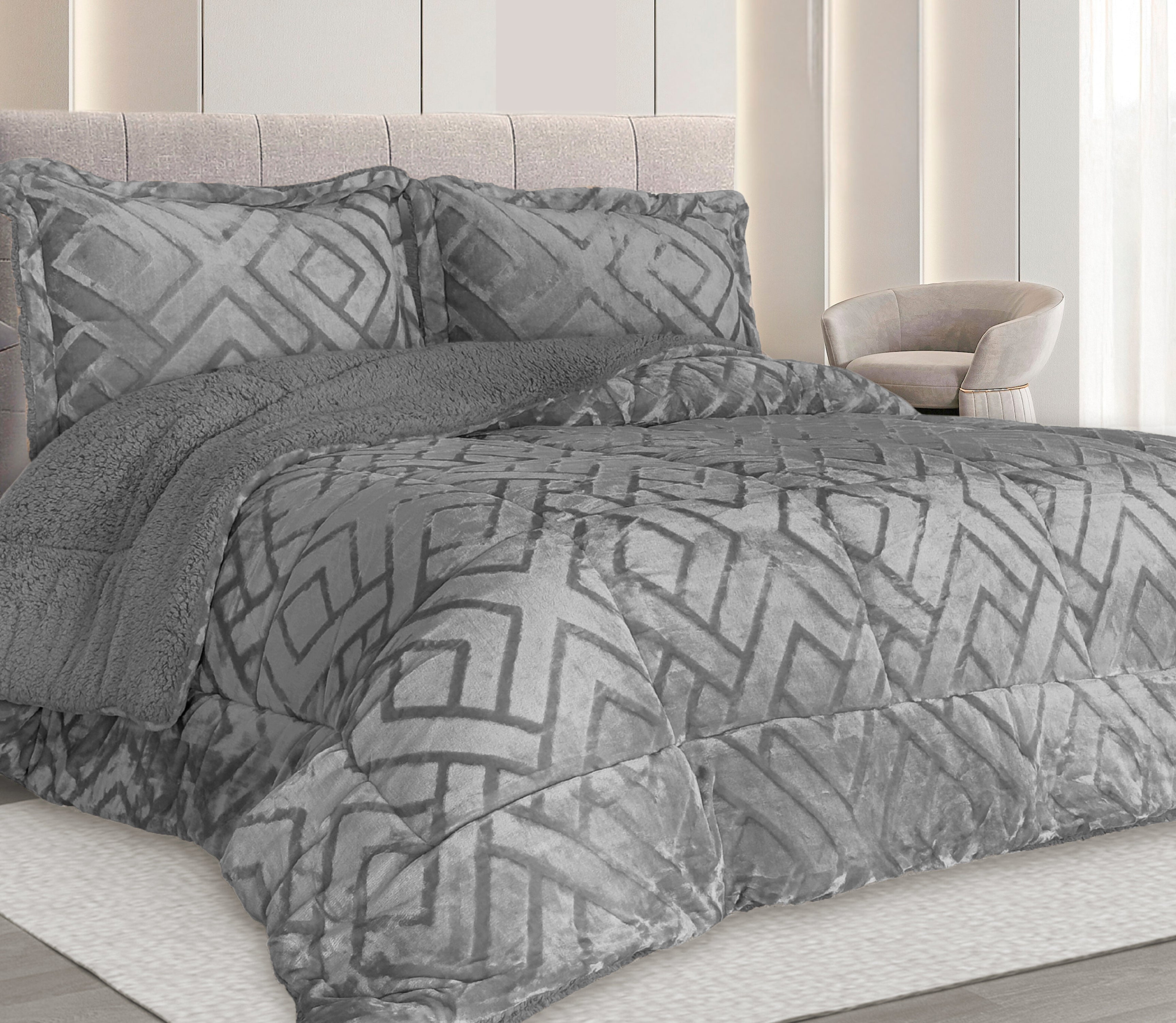 Edredon de Borrego Rubi Cinza Escuro