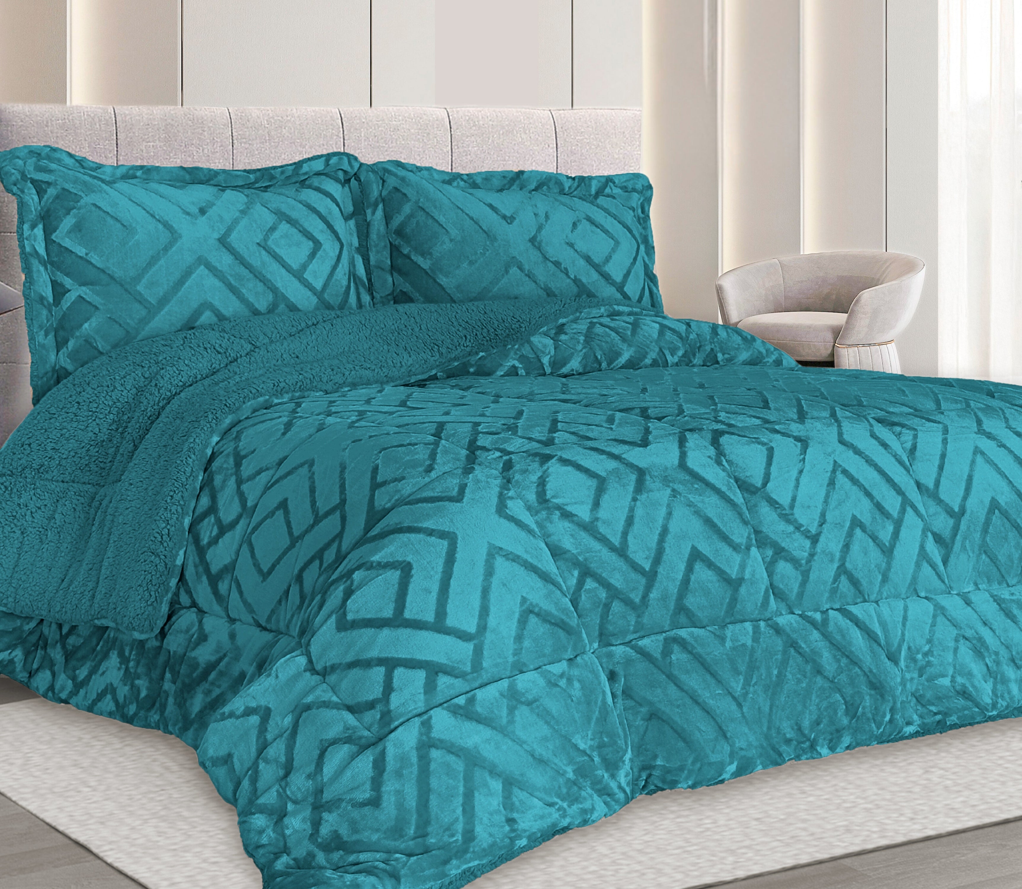 Edredon de Borrego Nevu Azul Turquesa