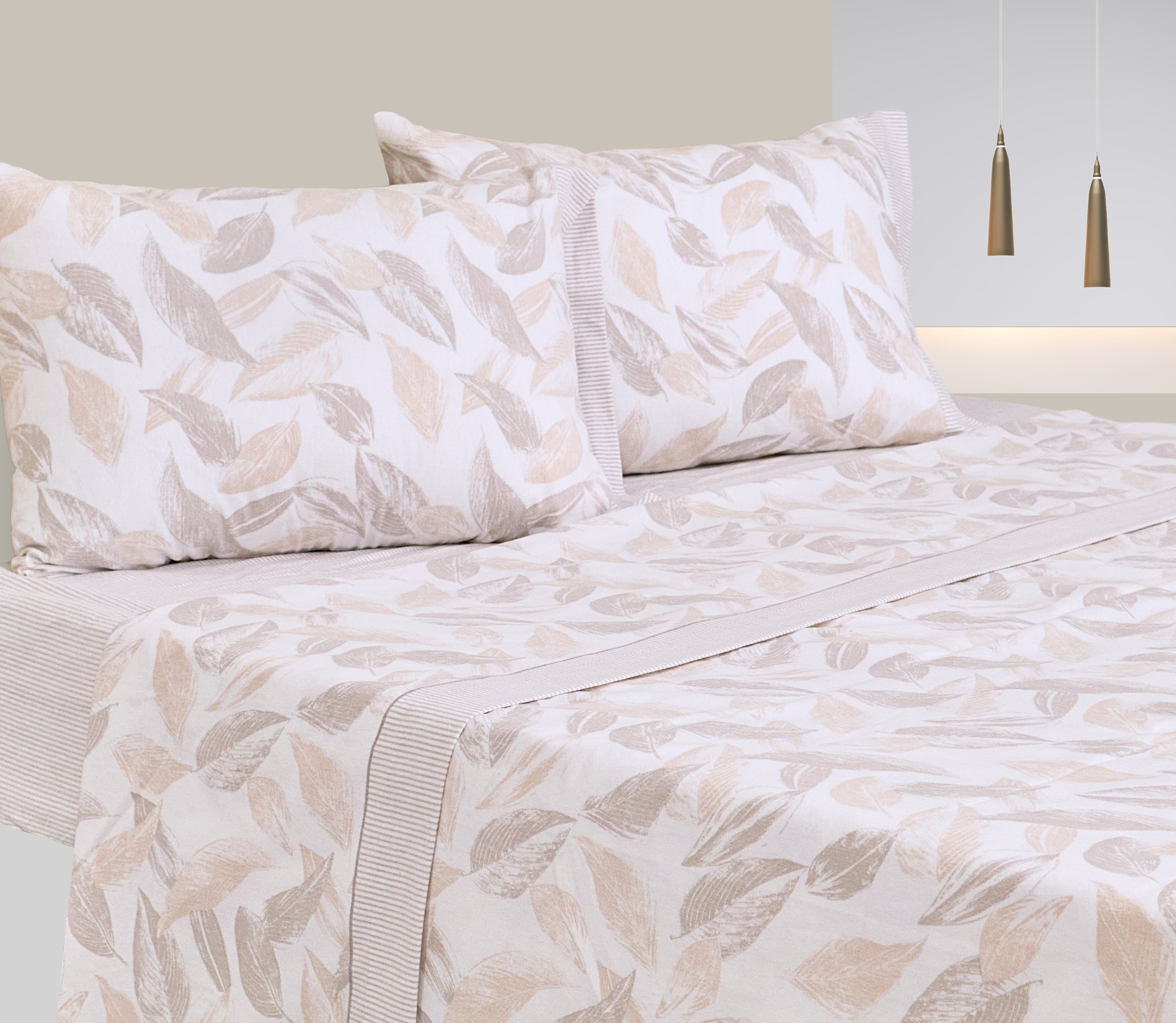 Jogo de Lençóis de Flanela Jani Bege