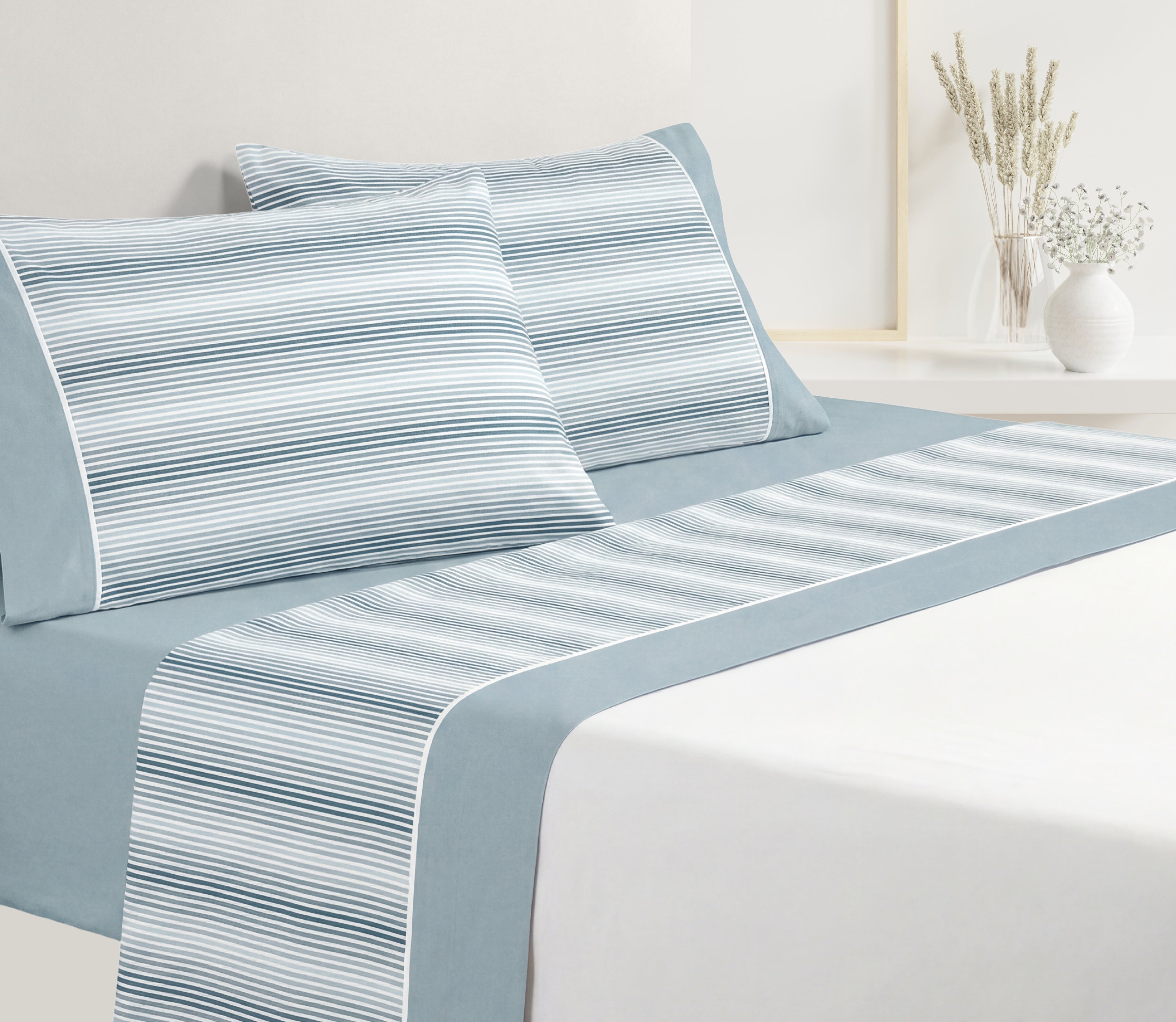 Lençóis em Algodão Line Azul