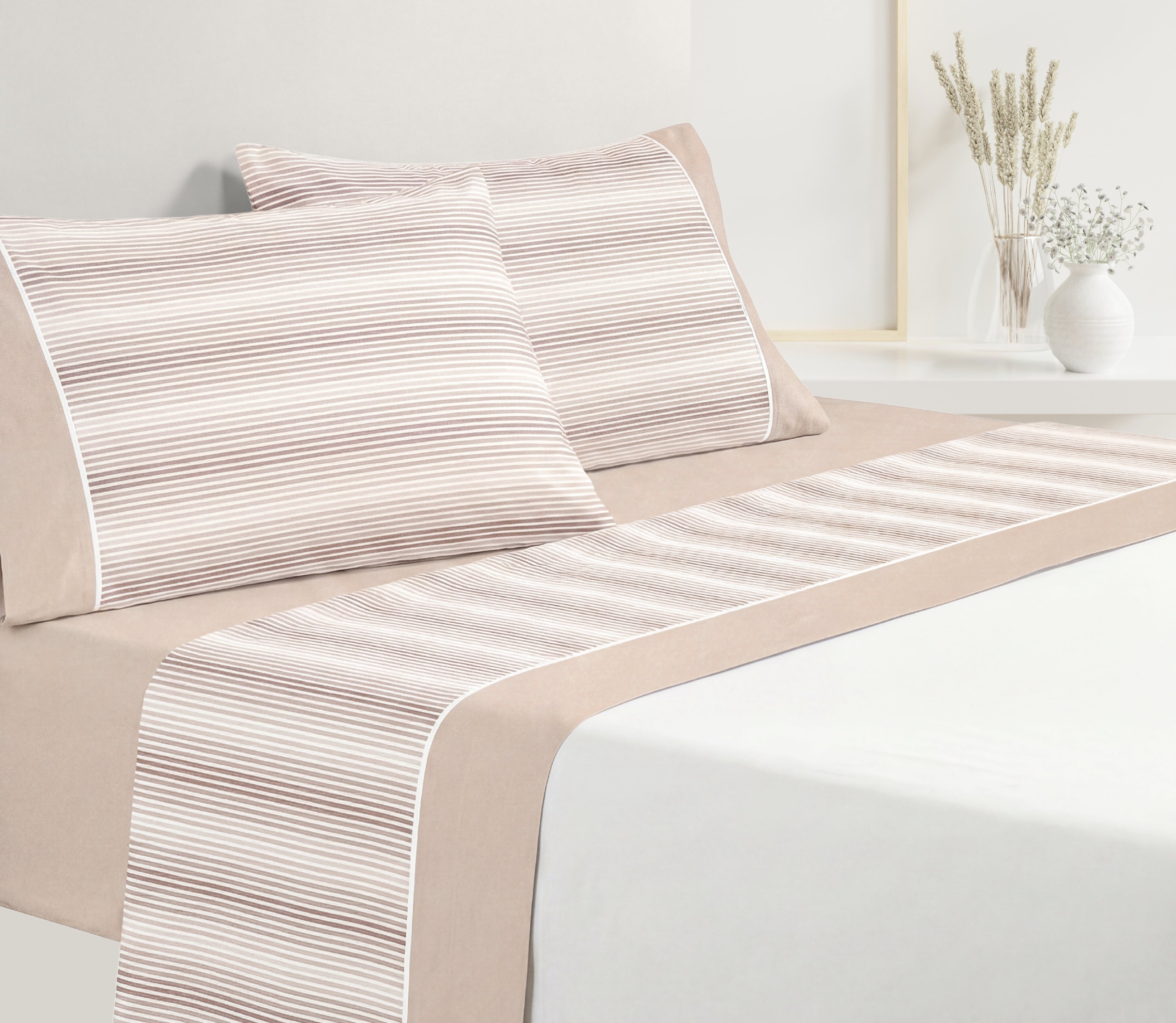 Lençóis em Algodão Line Bege
