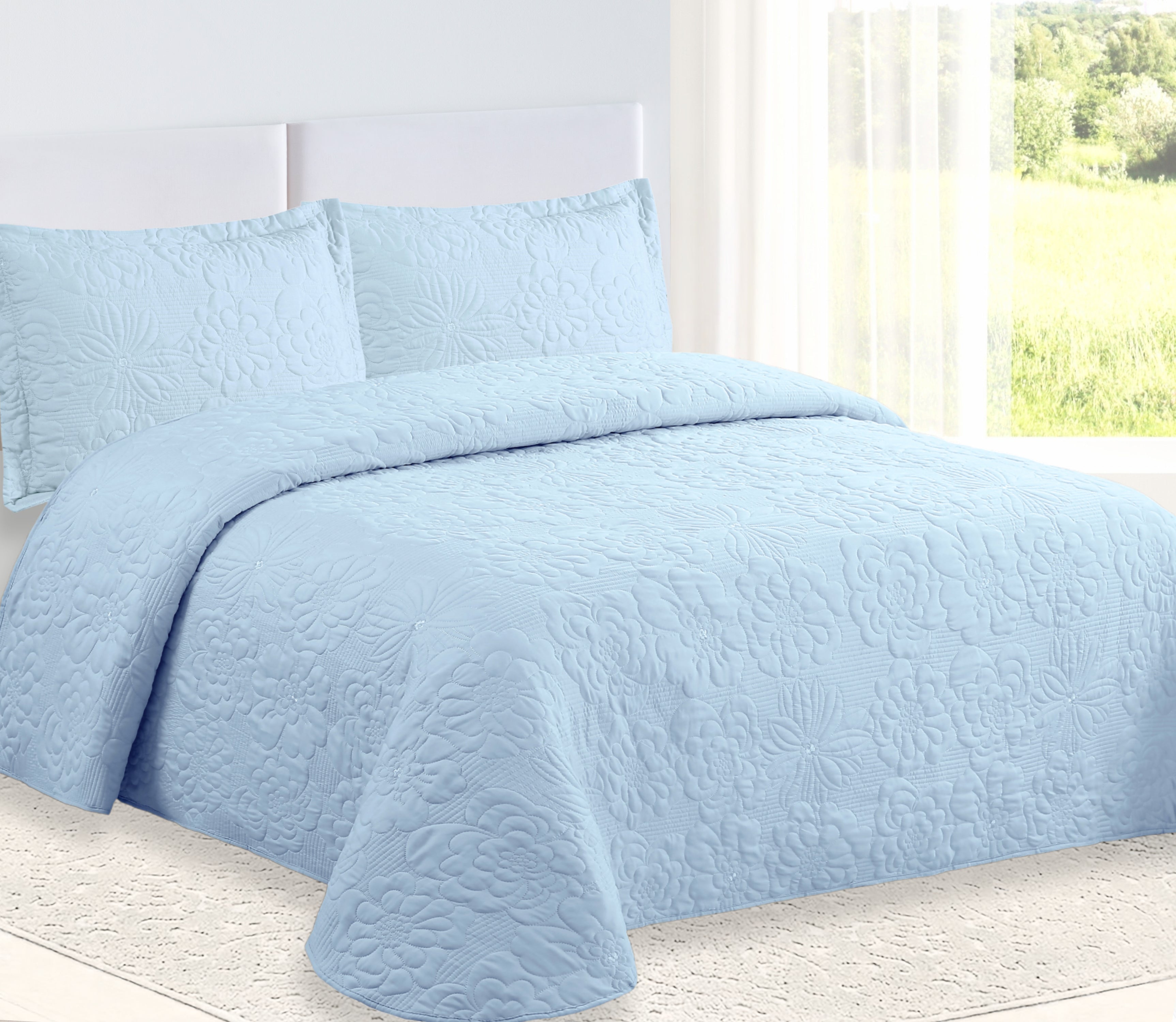 Colcha Bordada Davi Azul