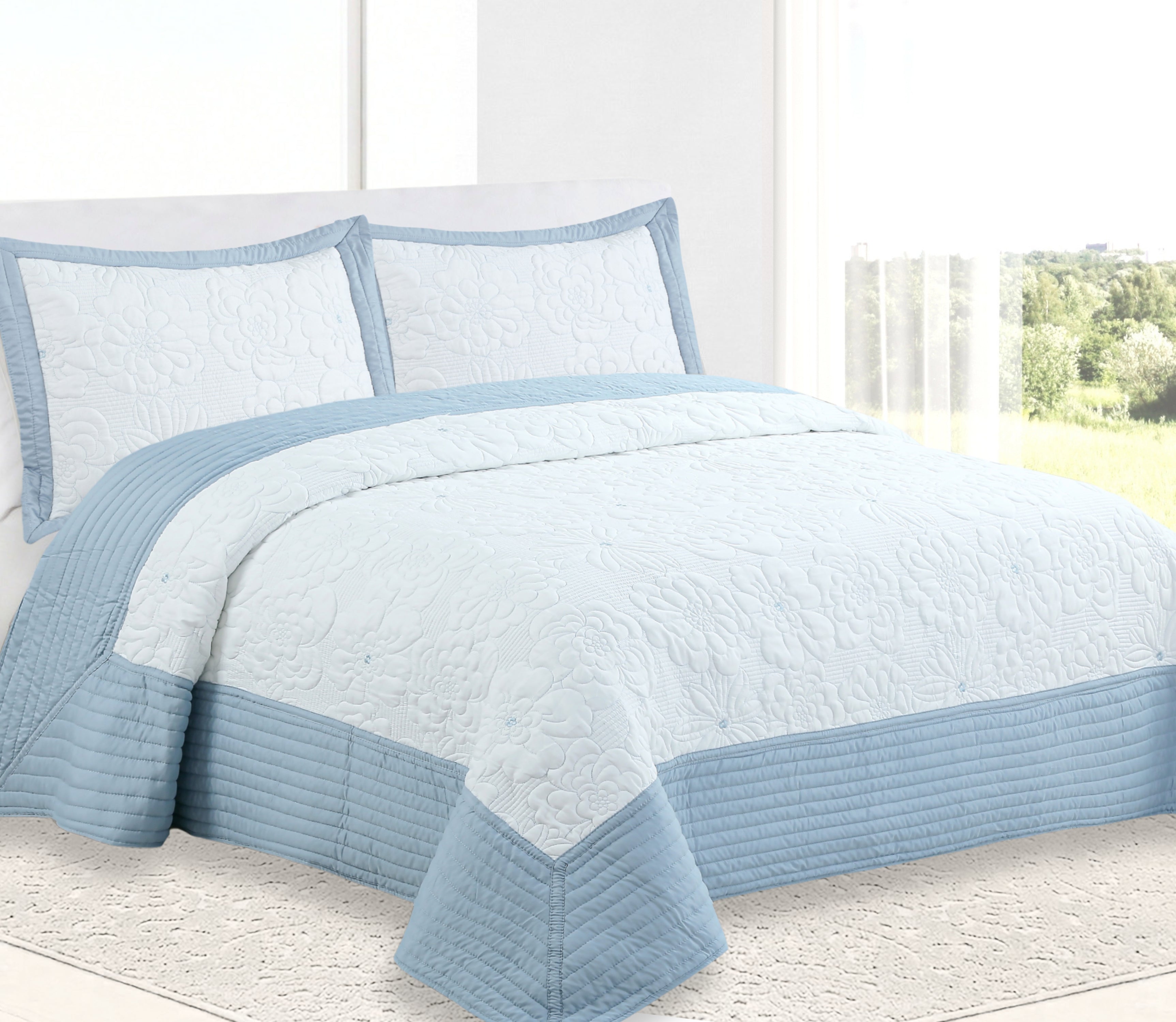 Colcha Bordada Sali Azul