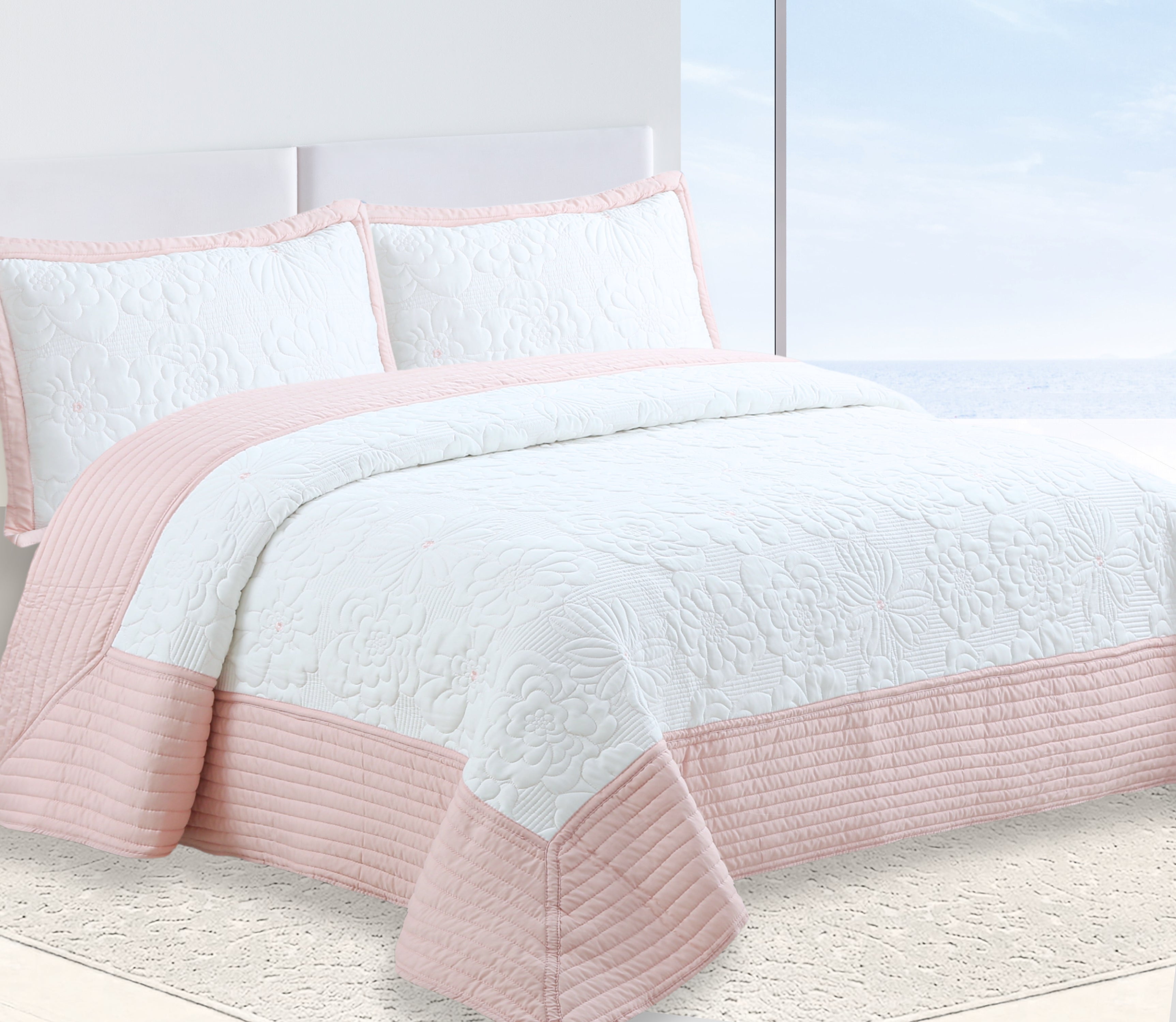 Colcha Bordada Sali Rosa