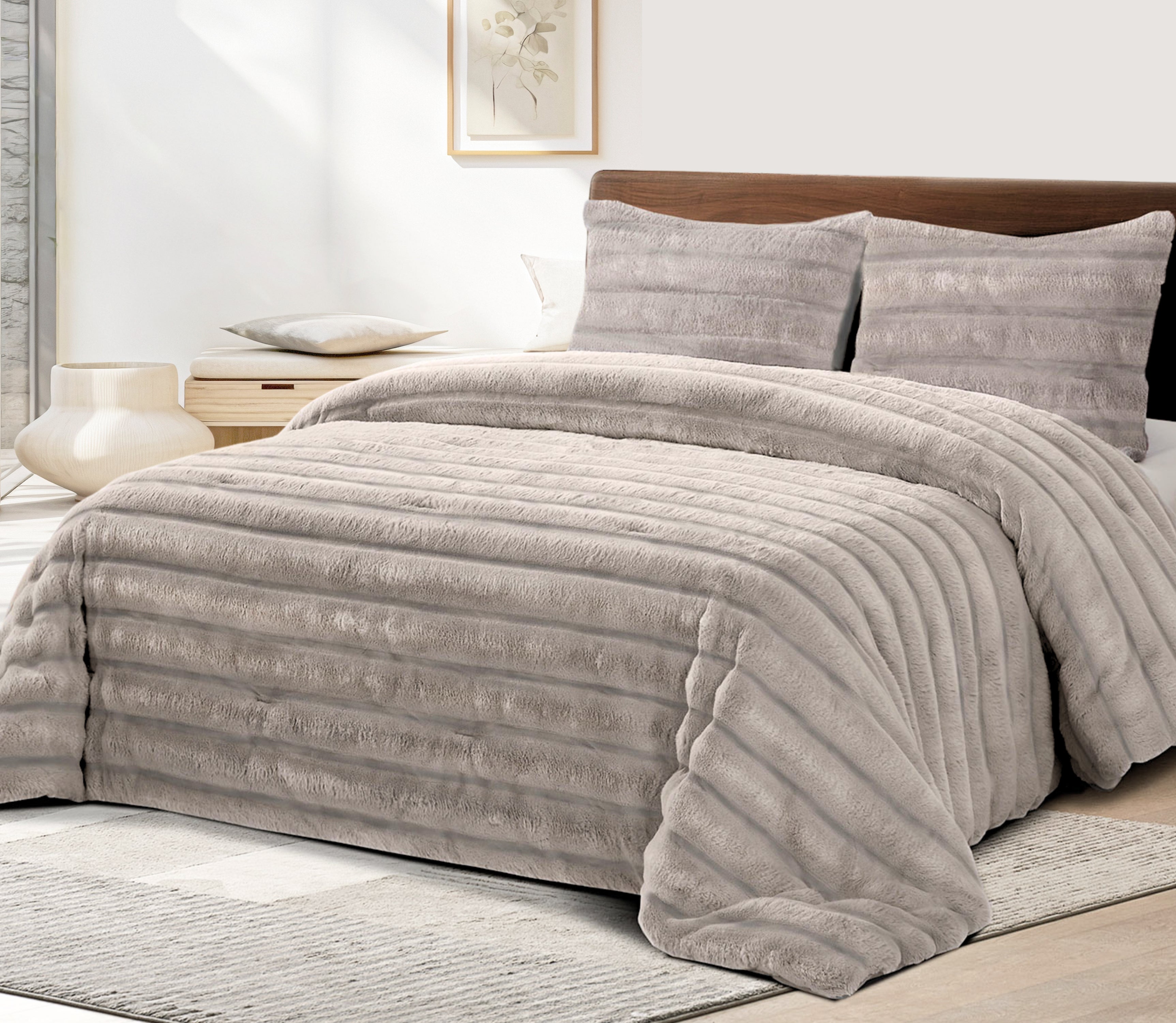 Edredon de Borrego Nuan Bege