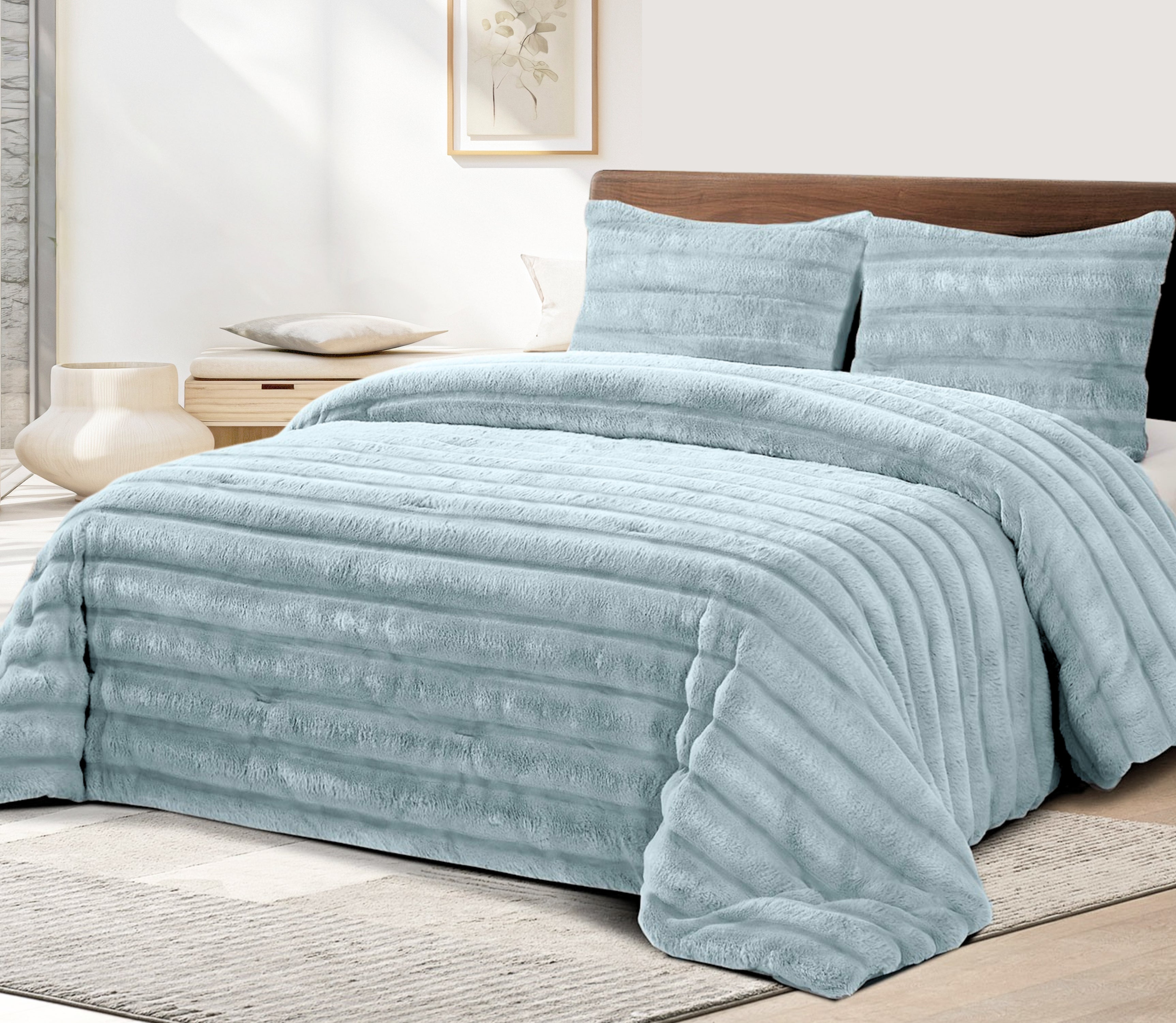 Edredon de Borrego Nuan Verde Água