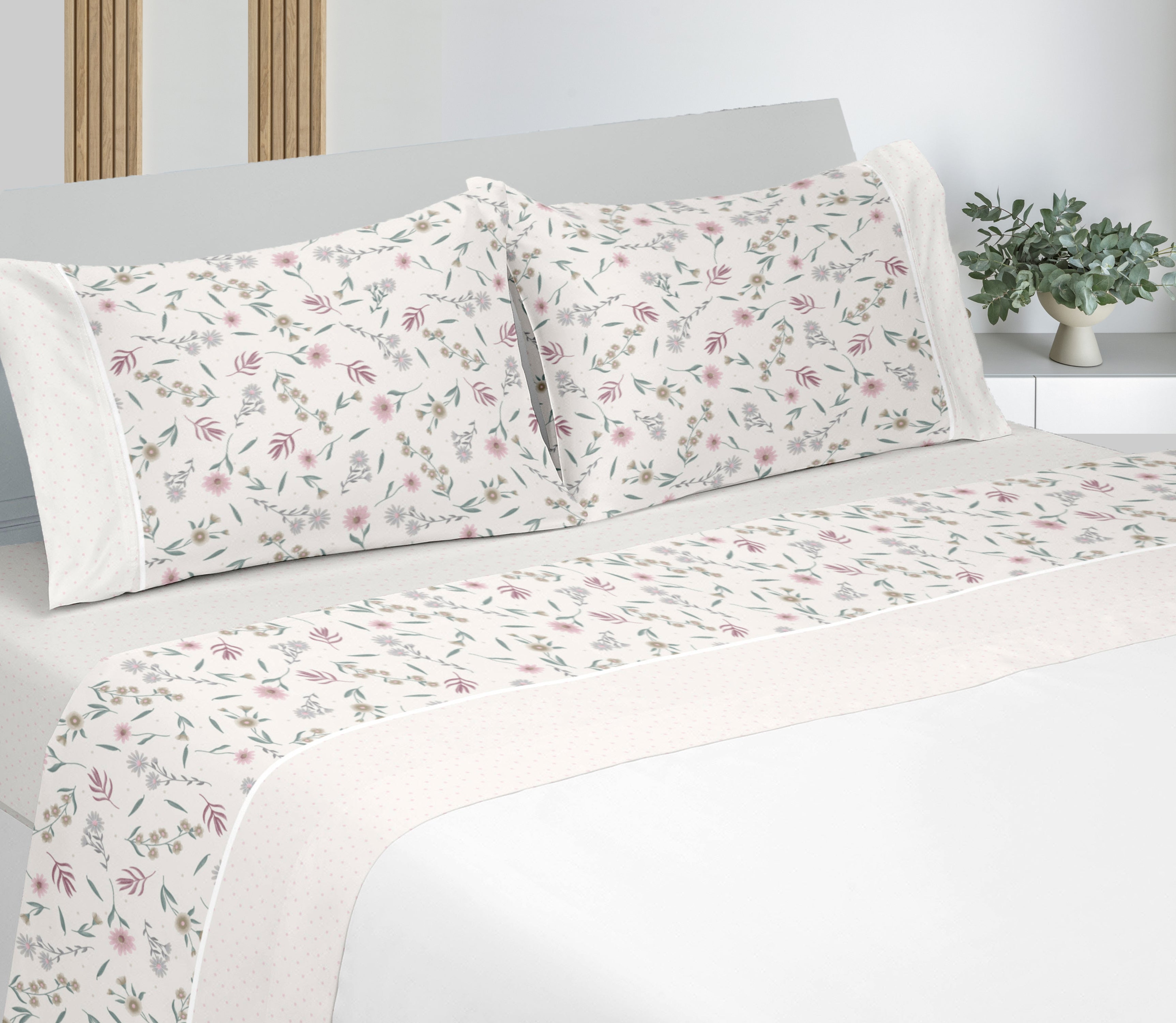 Jogo de Lençóis de Flanela Iris Rosa