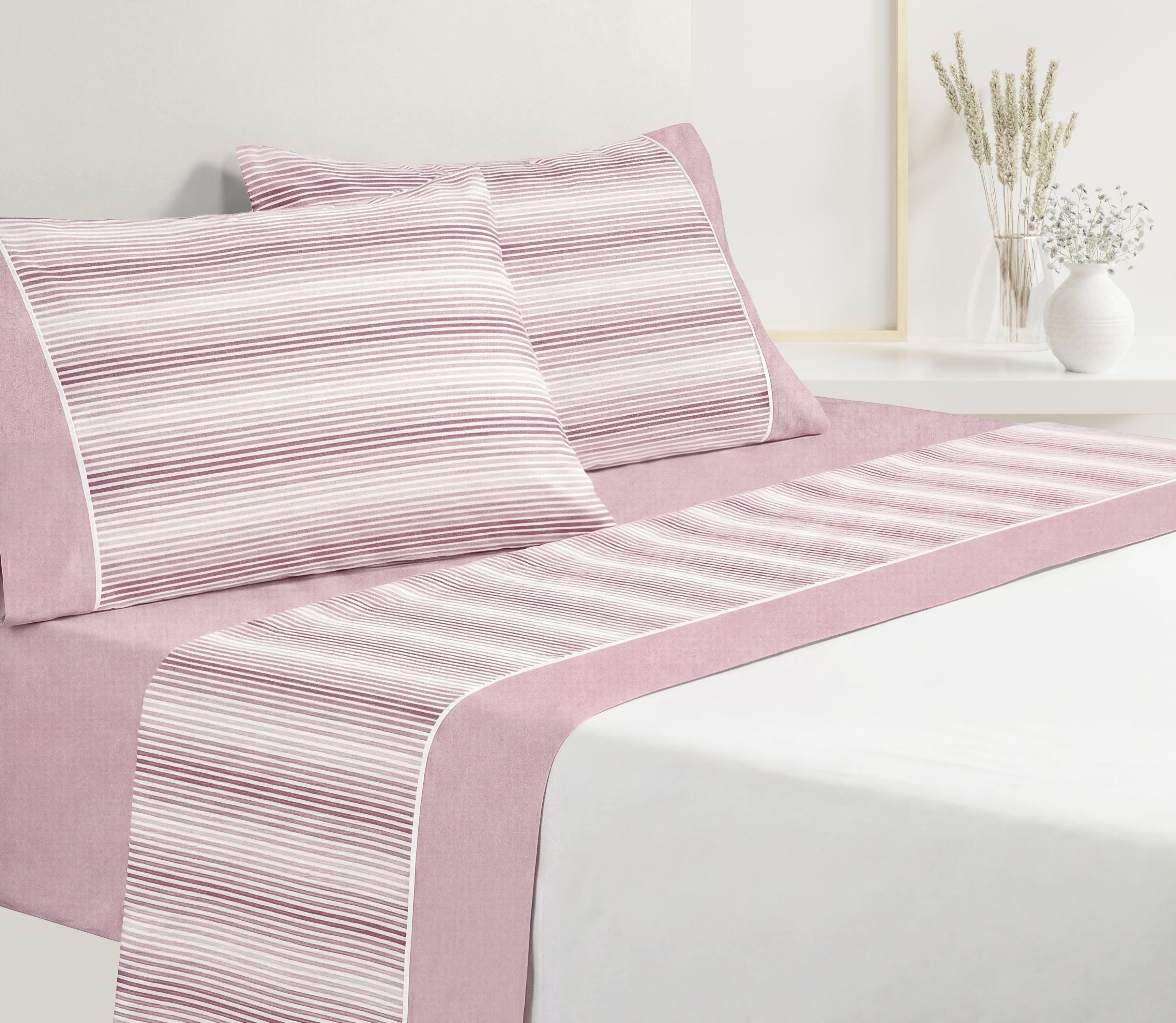 Lençóis em Algodão Line Rosa