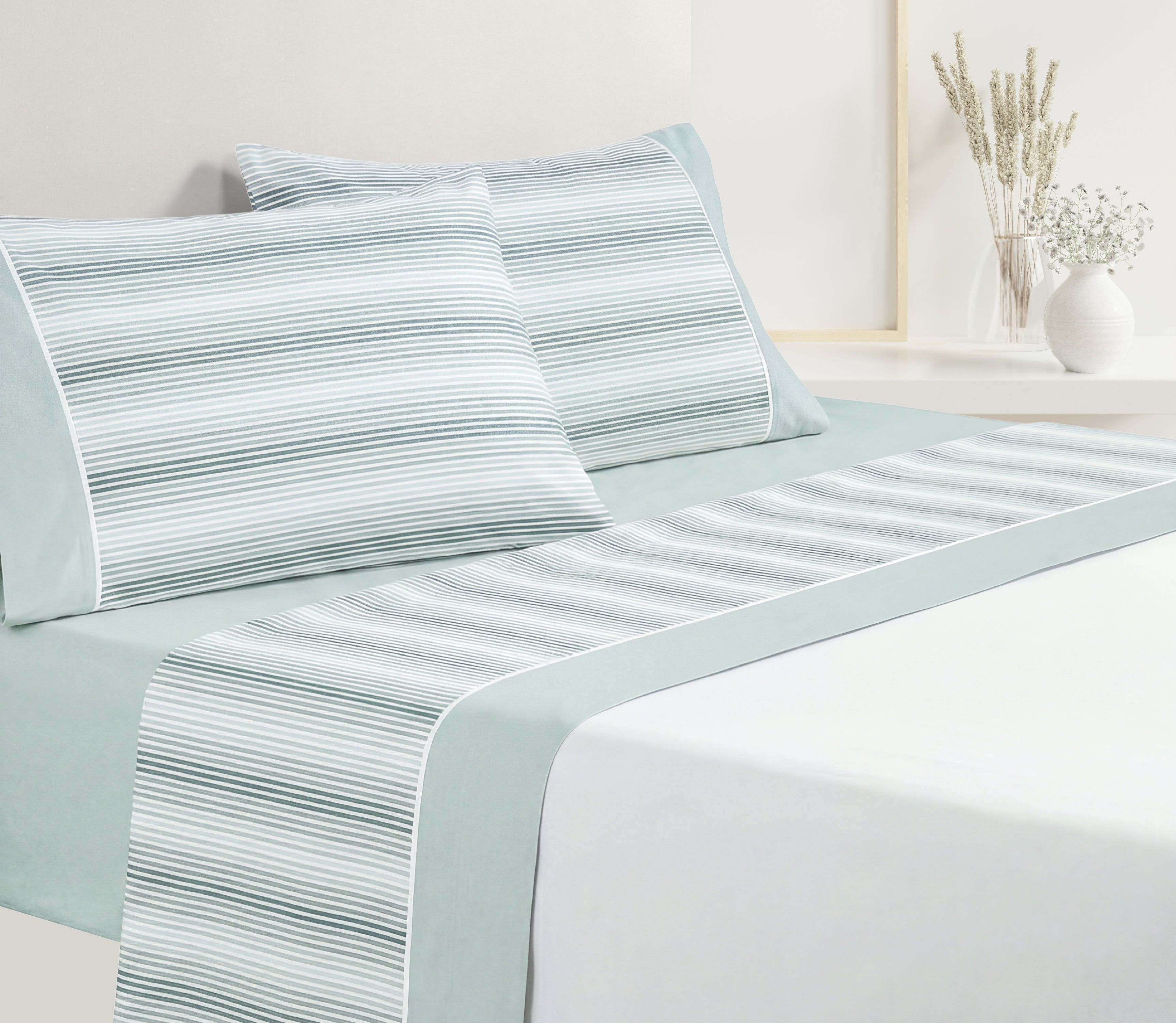 Lençóis em Algodão Line Verde Água