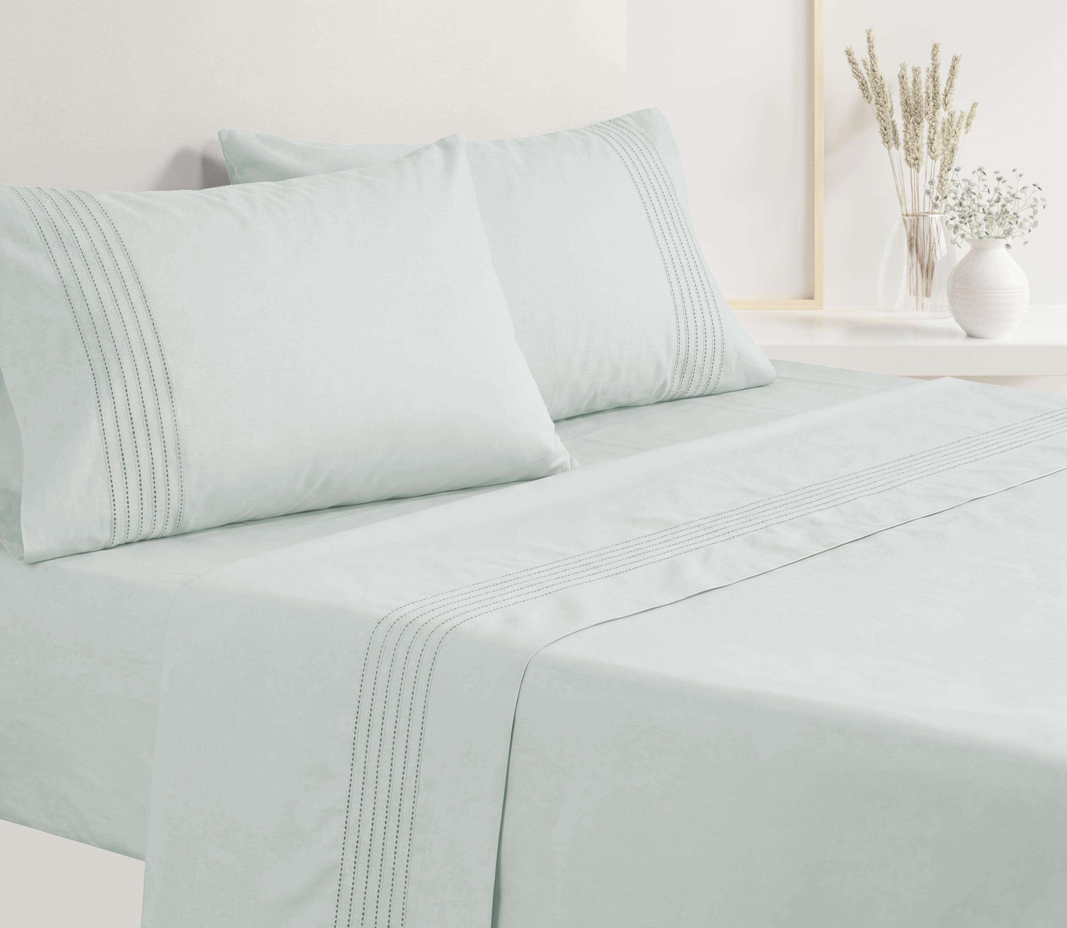 Lençóis Percal 200 Fios Zen Verde Água